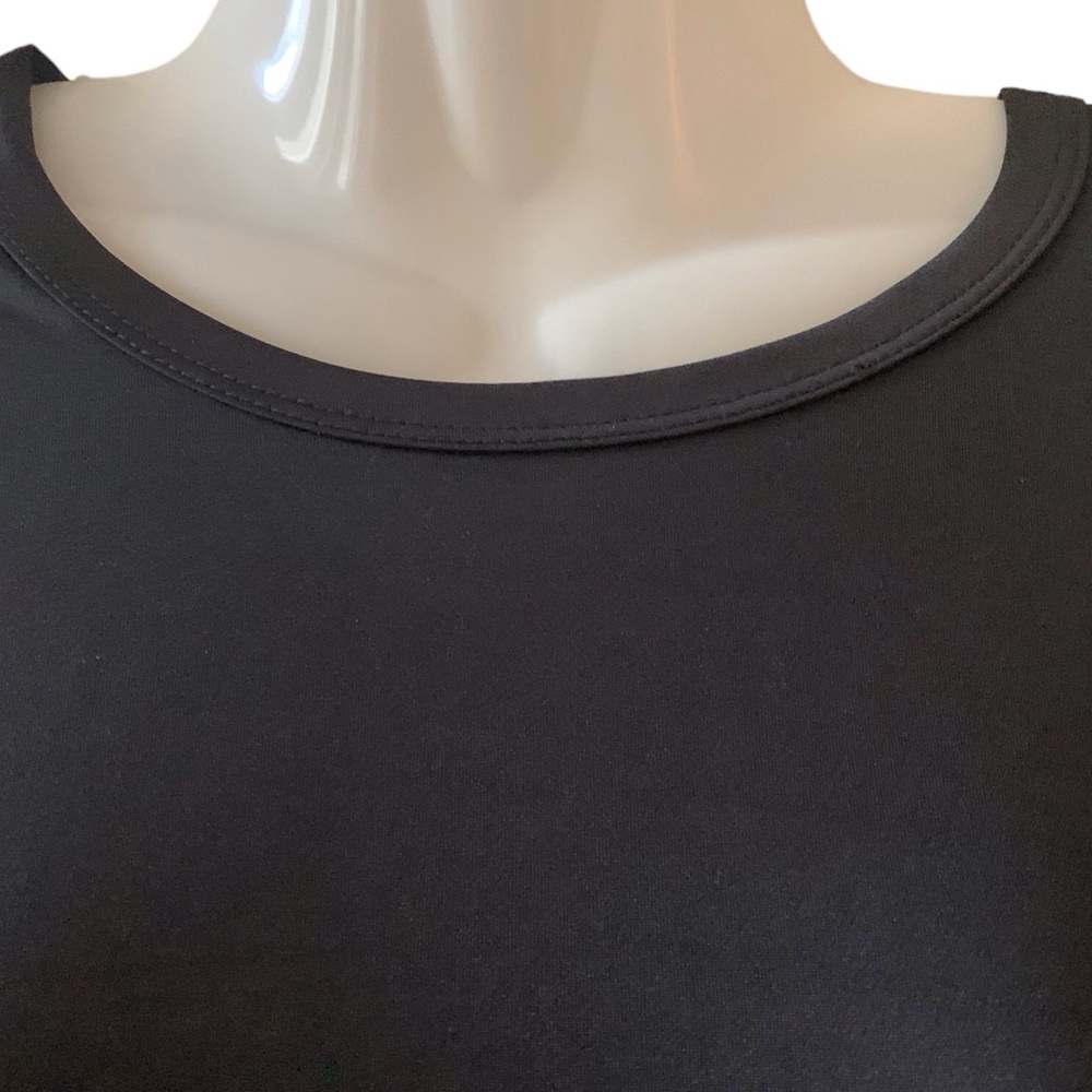 Long Sleeve Crew Neck Back Slit Dress Women Color Black Size M - Picture 4 of 6